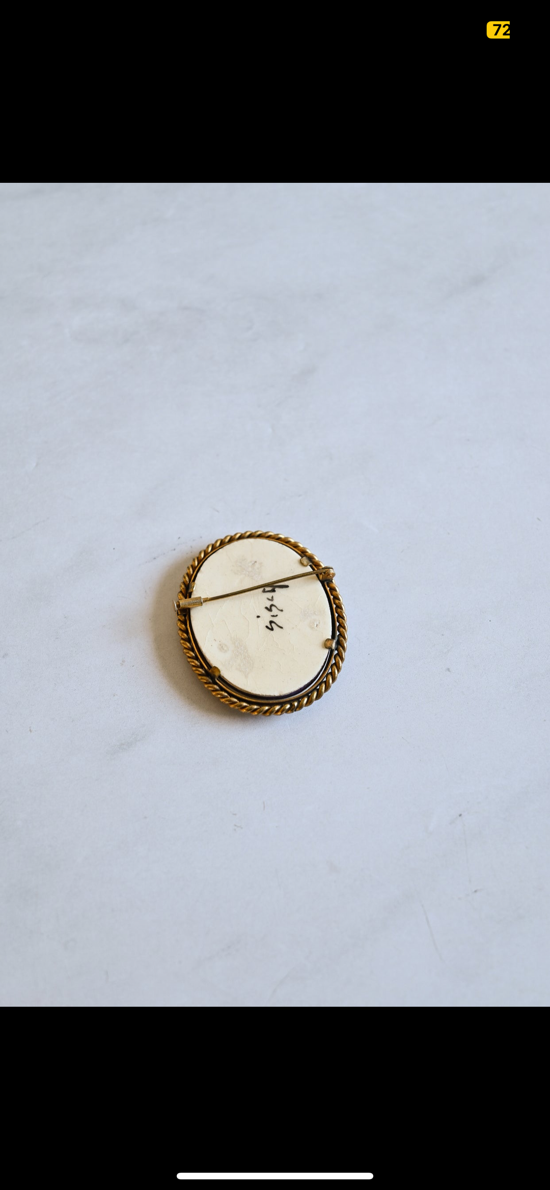 vintage french studio art hand painted ceramic brooch