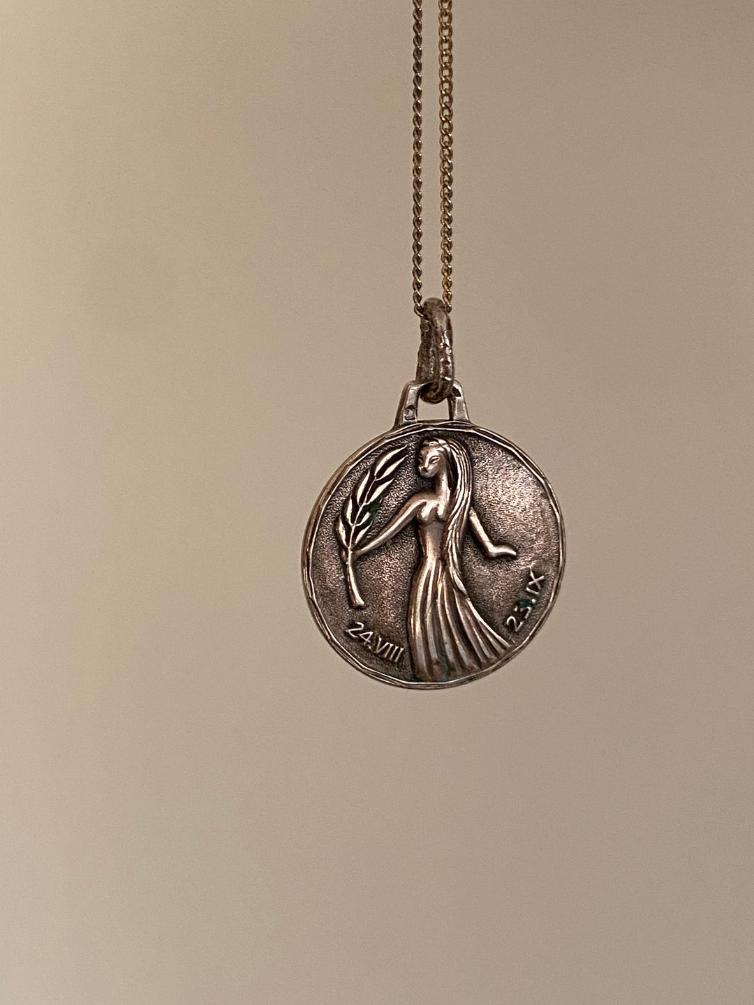 1960s French silver Virgo astrological pendant