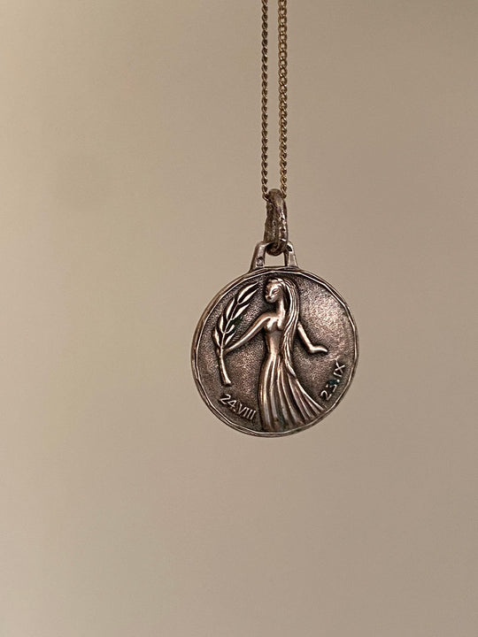 1960s French silver Virgo astrological pendant