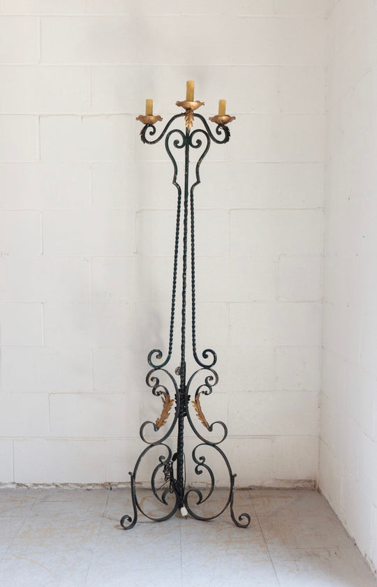 early 20th century french wrought iron candleabra floor lamp