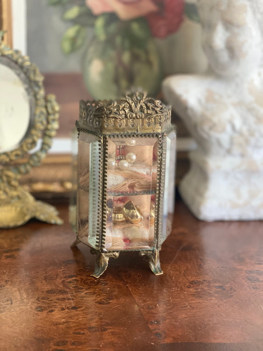 19th century French Napoleon III beveled glass & ormolu armoire bijoux casket
