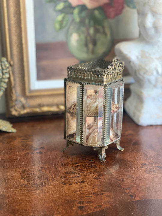 19th century French Napoleon III beveled glass & ormolu armoire bijoux casket