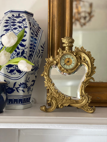 rare 19th century English mirrored mantel clock
