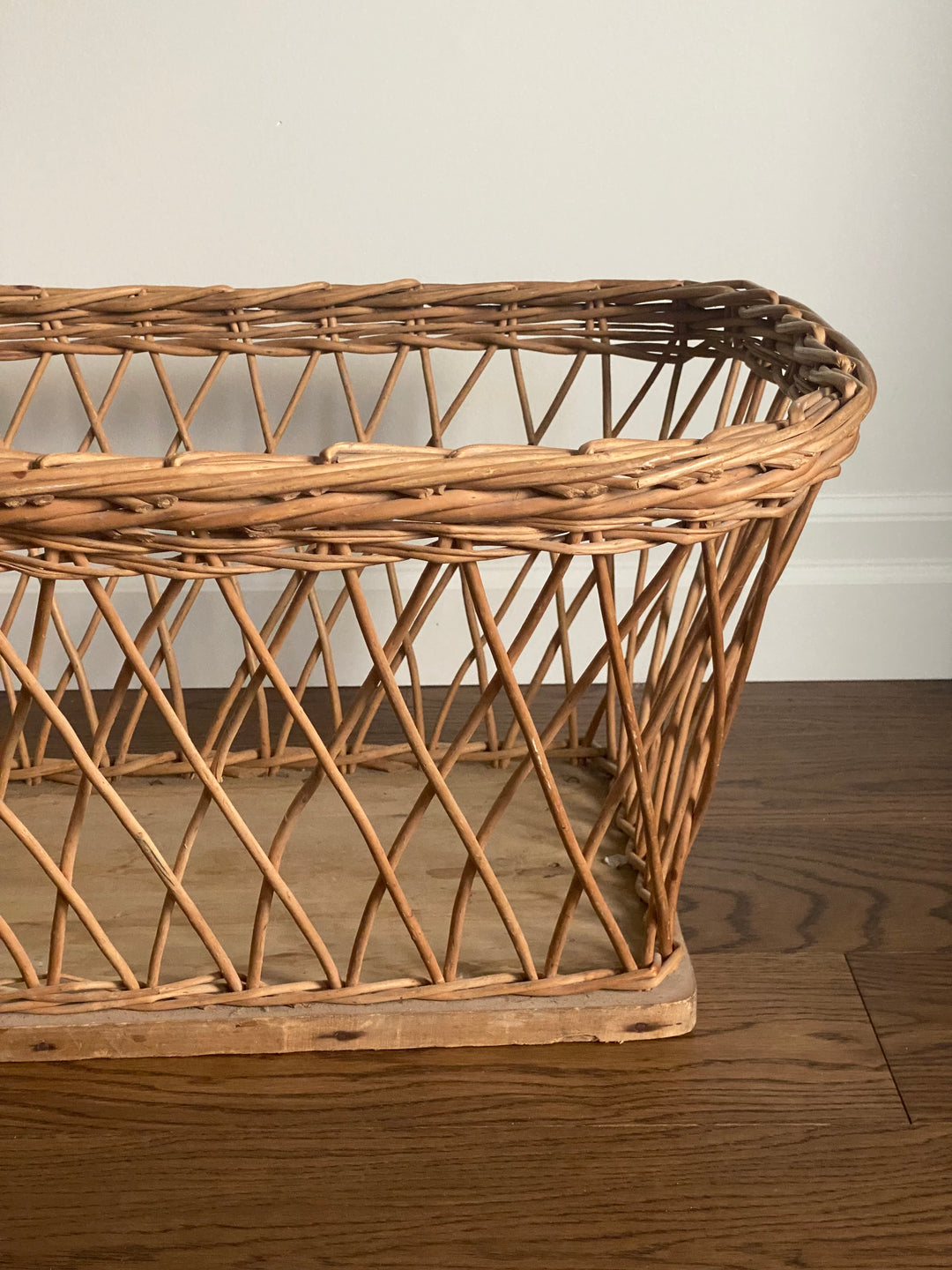 19th century European open weave willow woven basket