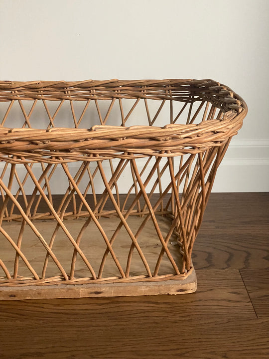 19th century European open weave willow woven basket