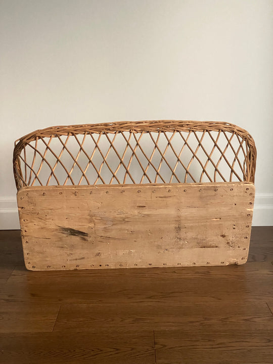 19th century European open weave willow woven basket