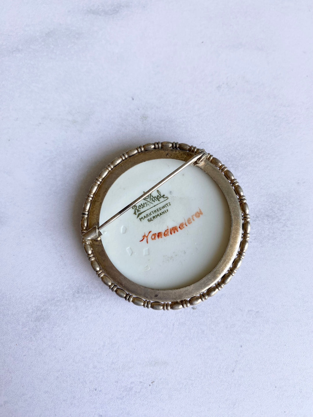 vintage German hand painted Rosenthal brooch