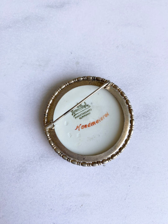 vintage German hand painted Rosenthal brooch