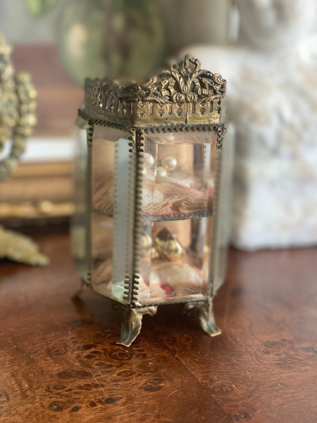 19th century French Napoleon III beveled glass & ormolu armoire bijoux casket