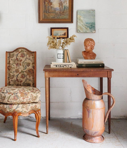 19th century French oak parquet top inlay table