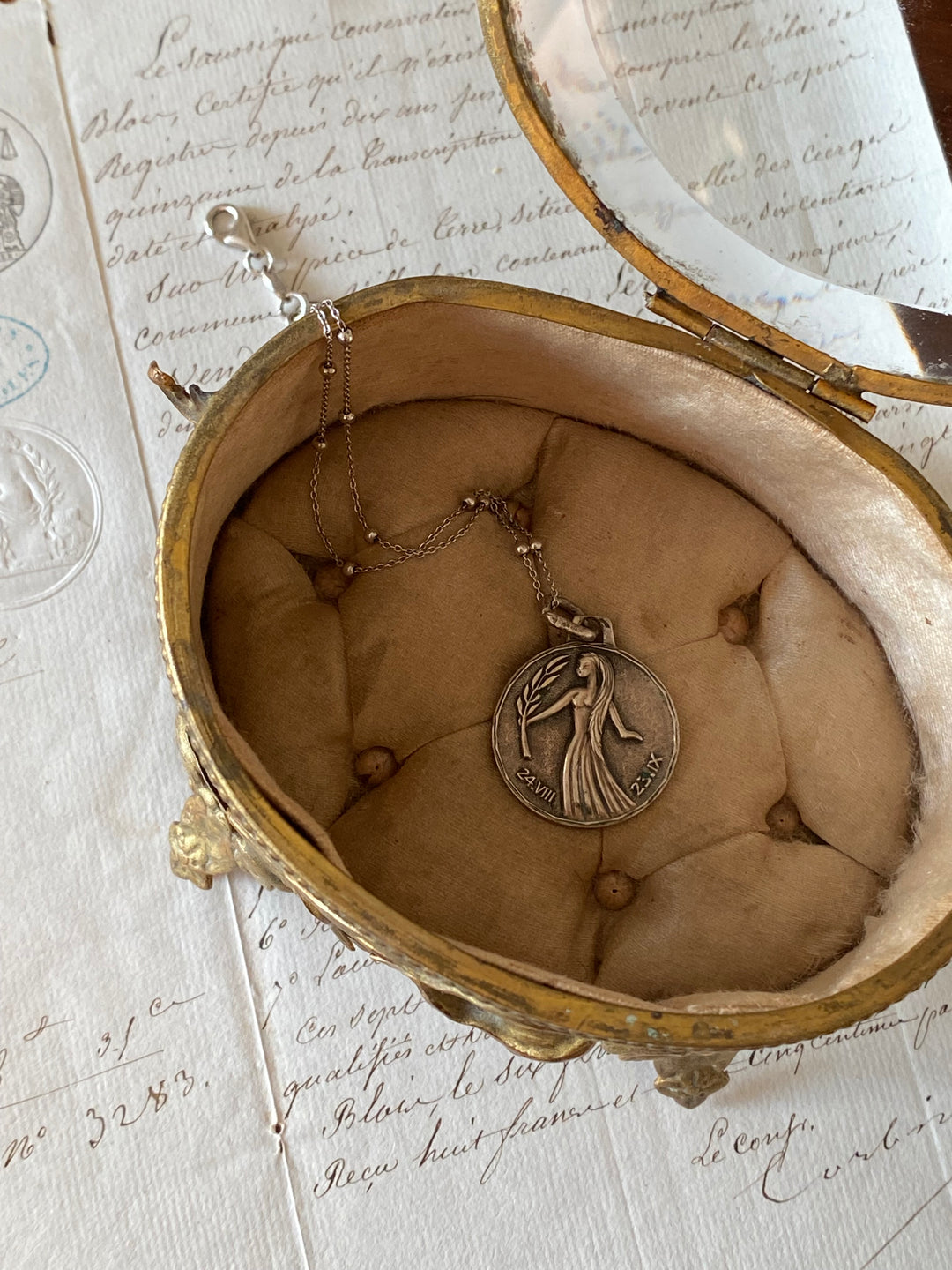 1960s French silver Virgo astrological pendant