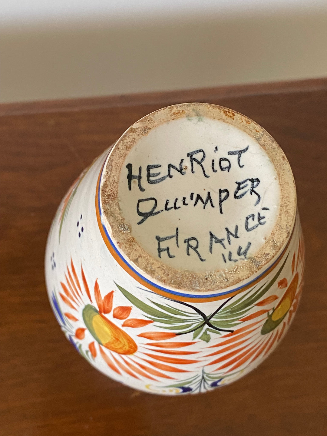 19th century French Quimper petite pottery vase