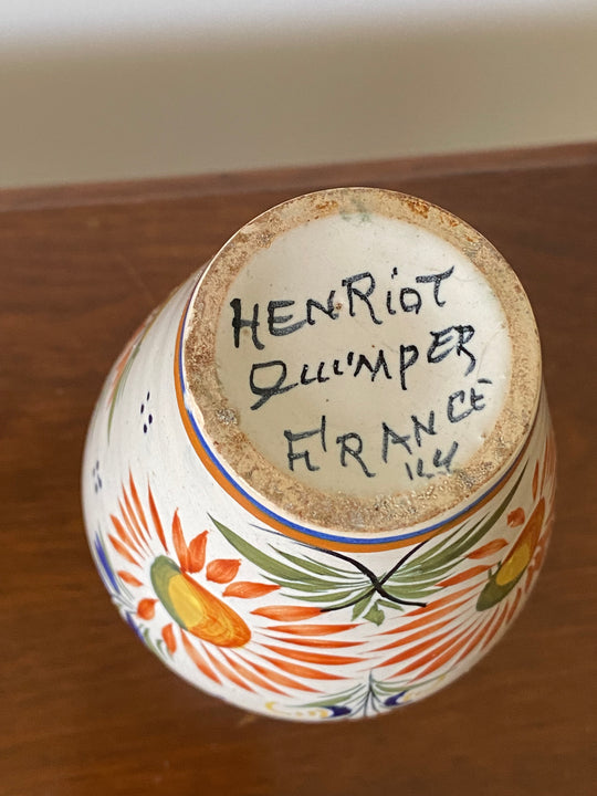 19th century French Quimper petite pottery vase