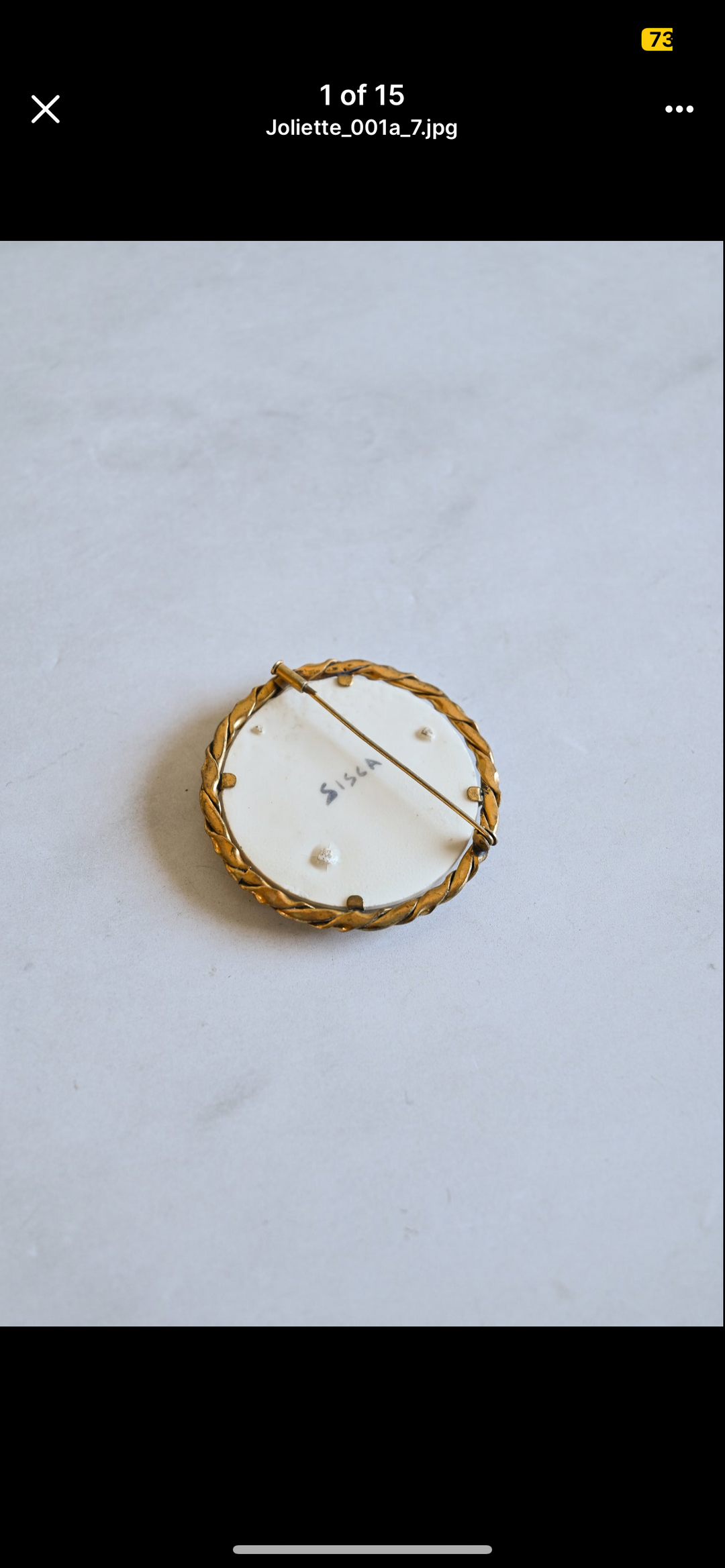 vintage french studio art hand painted ceramic brooch