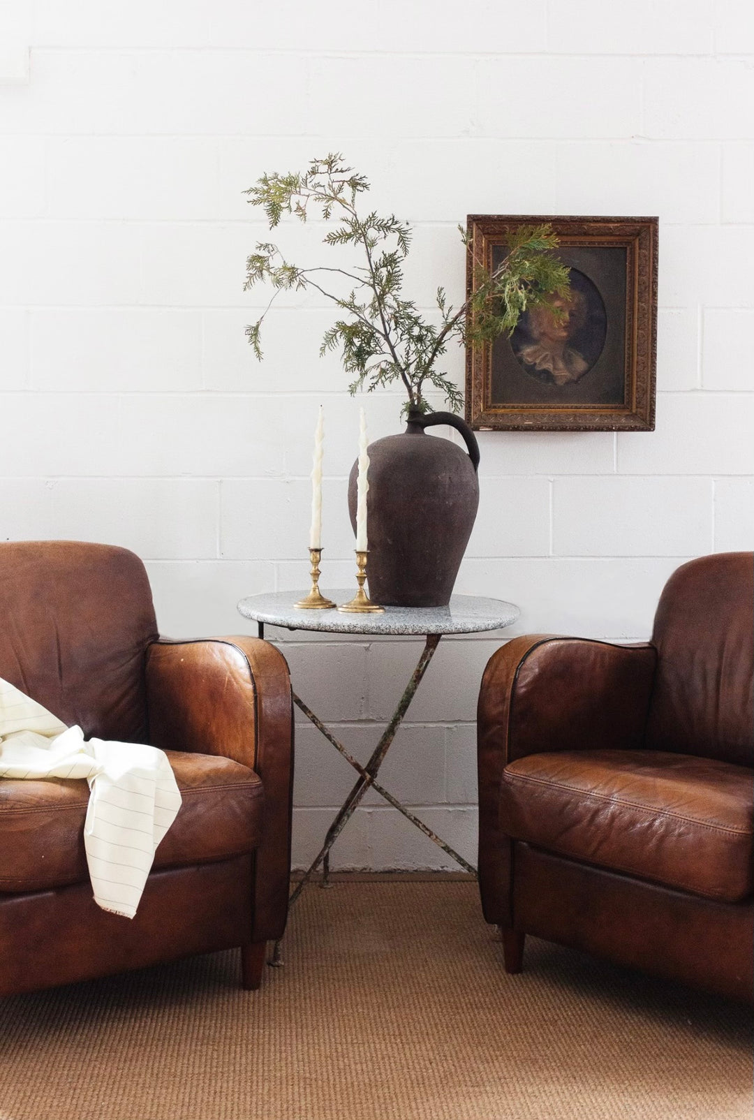 1980s European sheepskin leather club chair