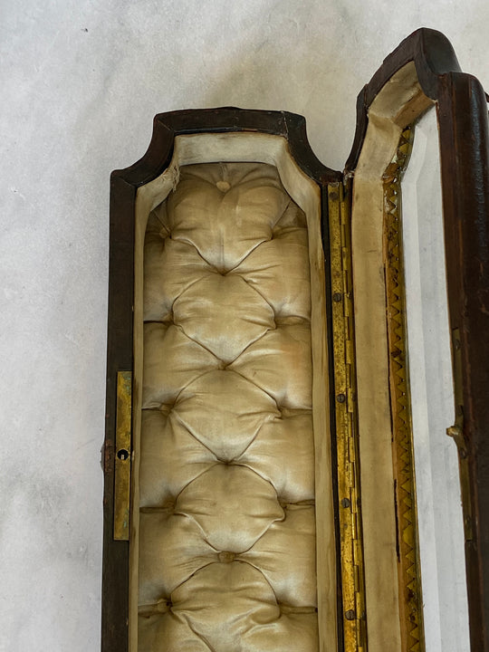 19th century French Napoleon III leather and beveled glass top glove box