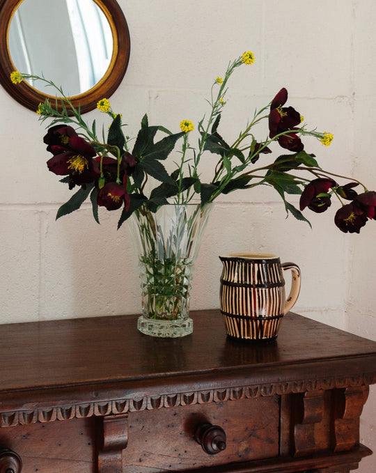 vintage french striped pottery pitcher