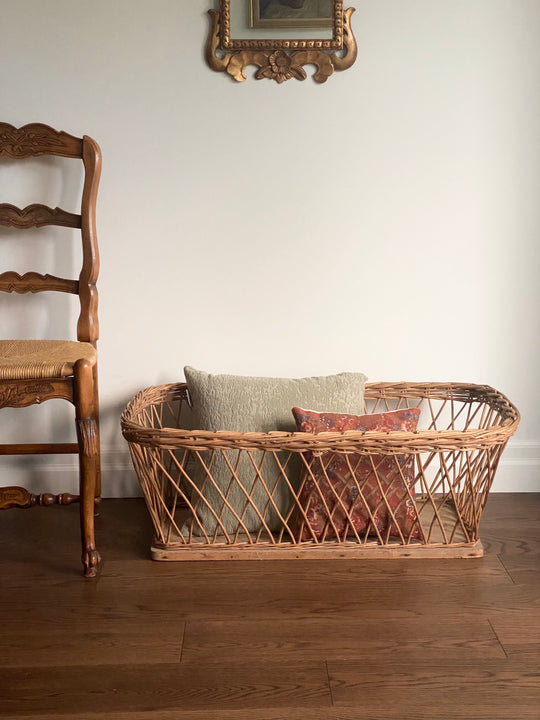 19th century European open weave willow woven basket