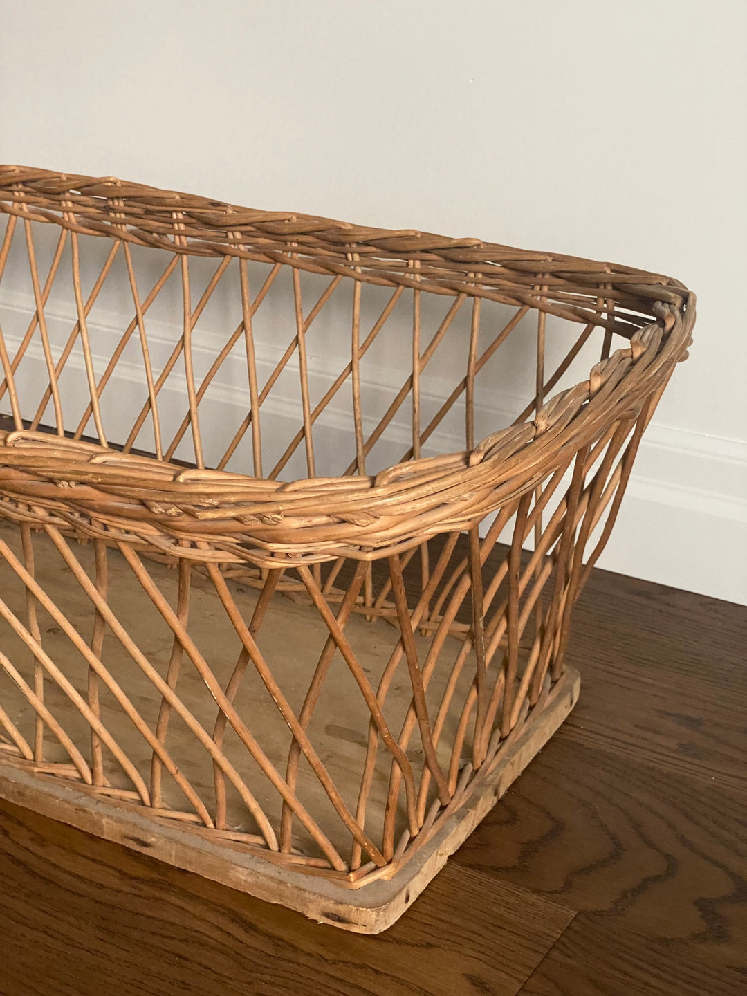 19th century European open weave willow woven basket