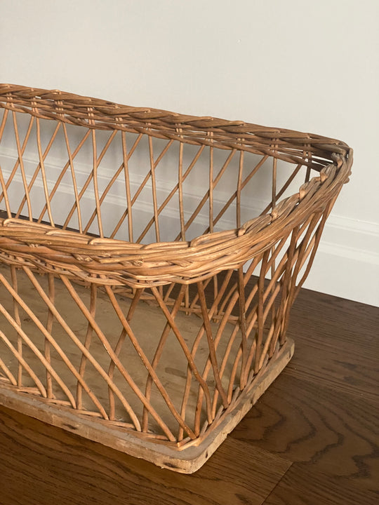 19th century European open weave willow woven basket