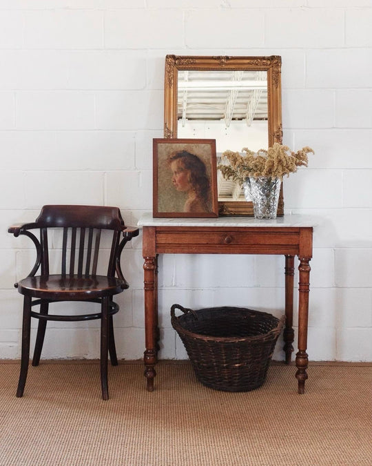 19th century french pine marble top table