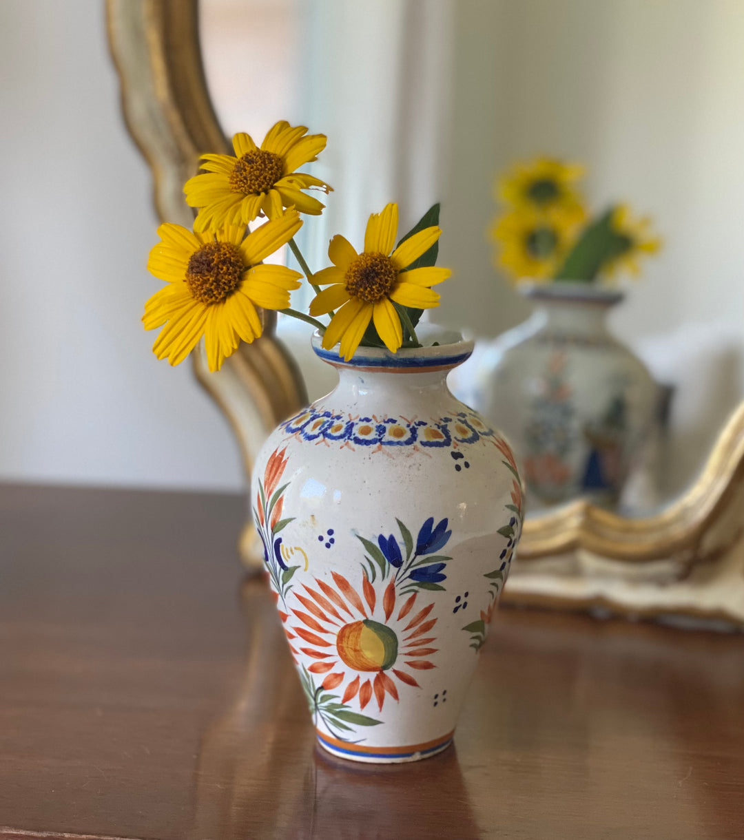 19th century French Quimper petite pottery vase