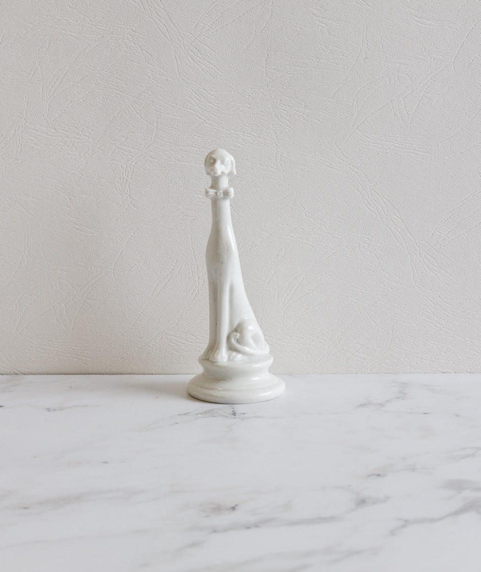 20th century french long necked dog figurine
