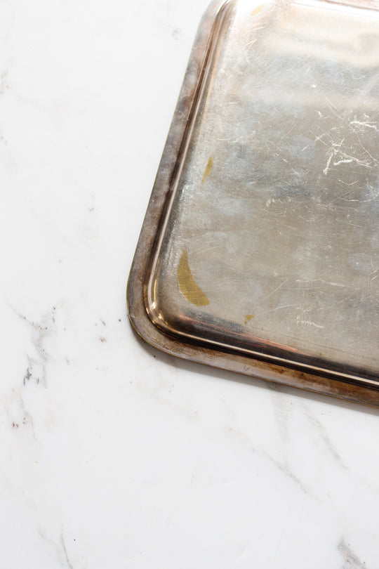 vintage french worn silver tray