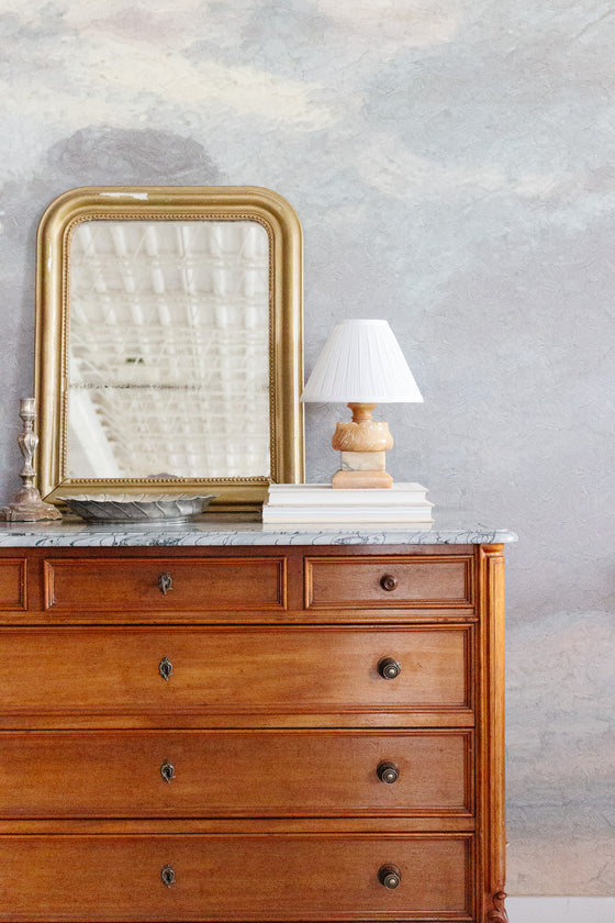 antique french provincial marble top commode with original key