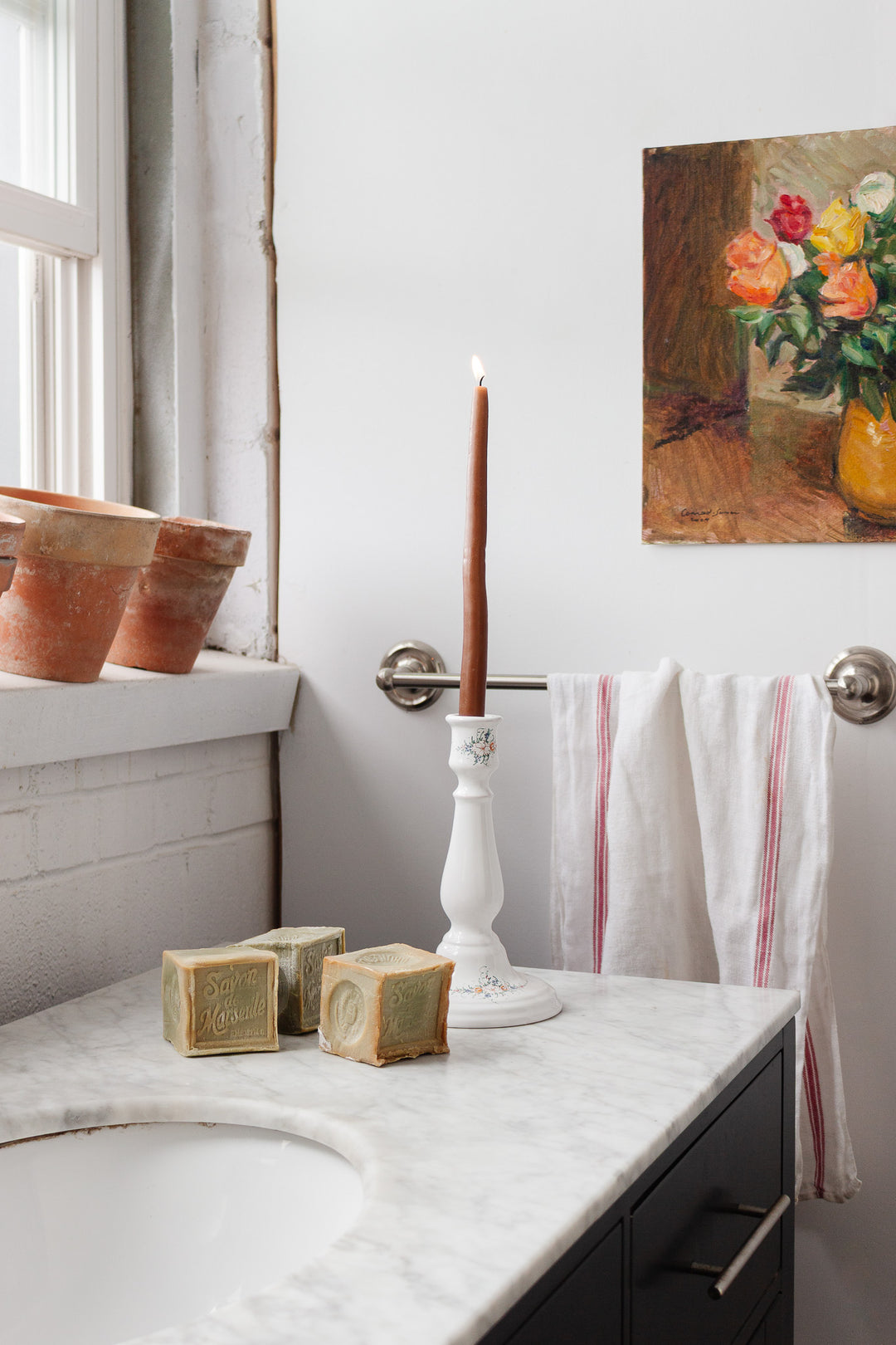 artisan made earthenware candlestick