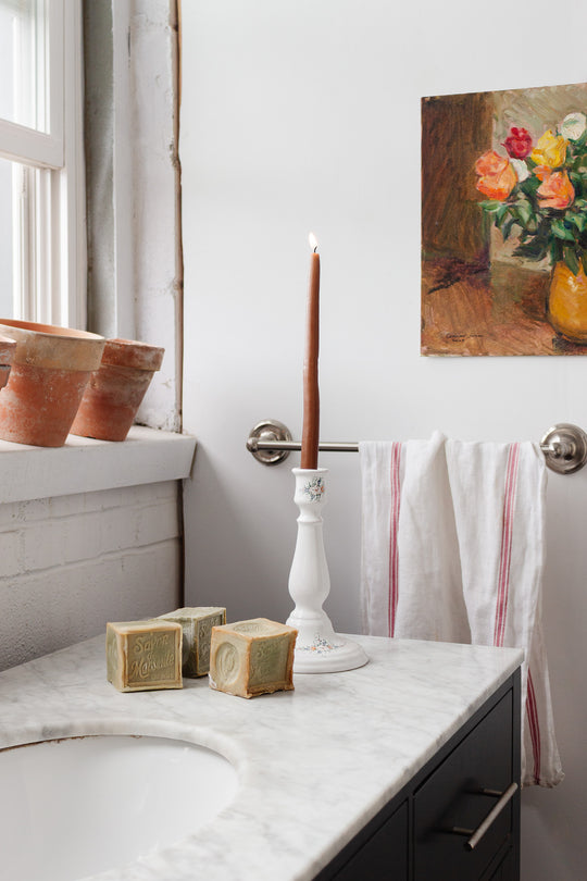 artisan made earthenware candlestick