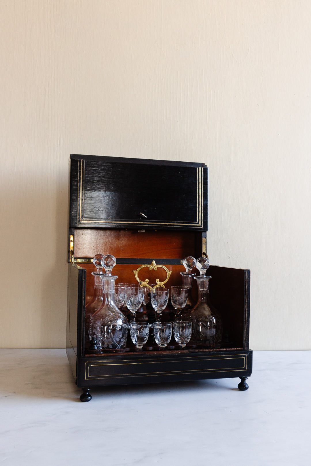 19th century Napoleon III ebonized rosewood “cave à liqueur”