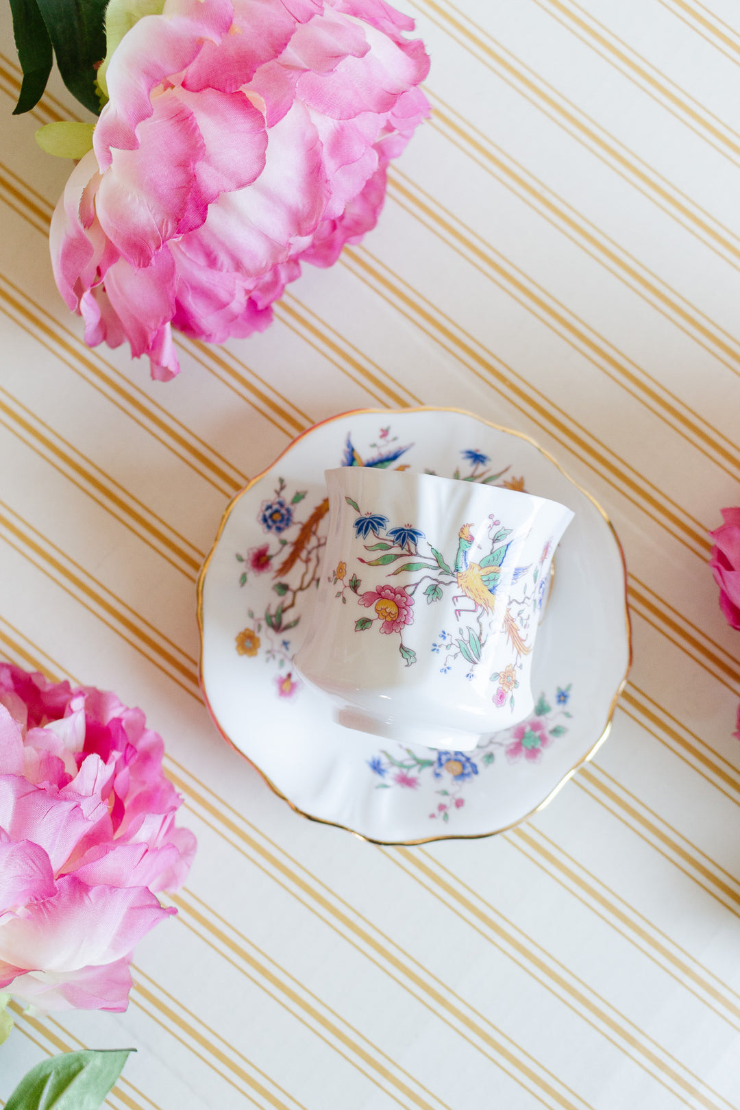 vintage hammersley "bird of paradise" teacup and saucer