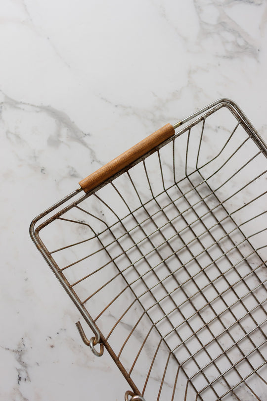 vintage french wood handled "marché panier"
