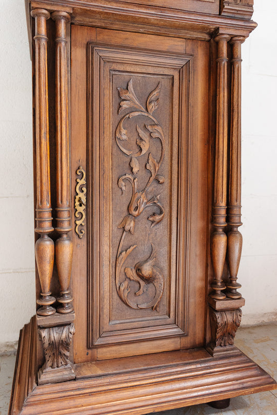 19th century french oak carved renaissance revival cabinet