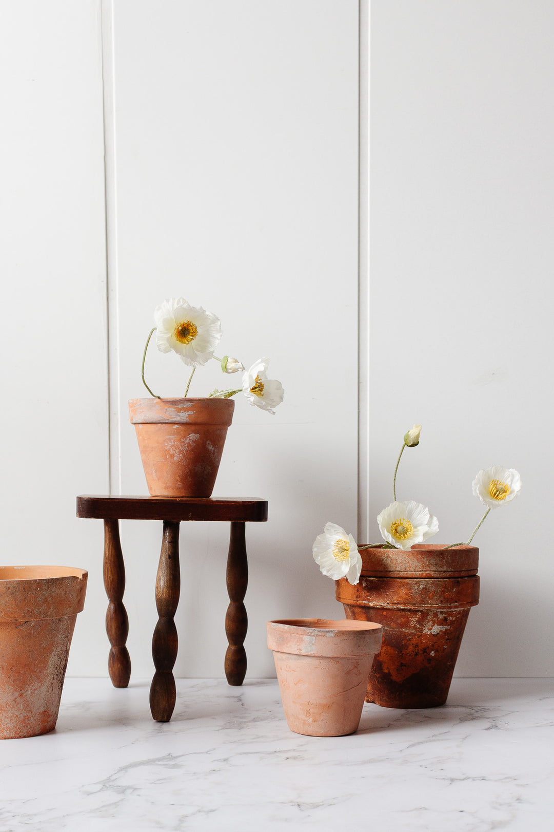vintage french turned leg wood "petite" stool