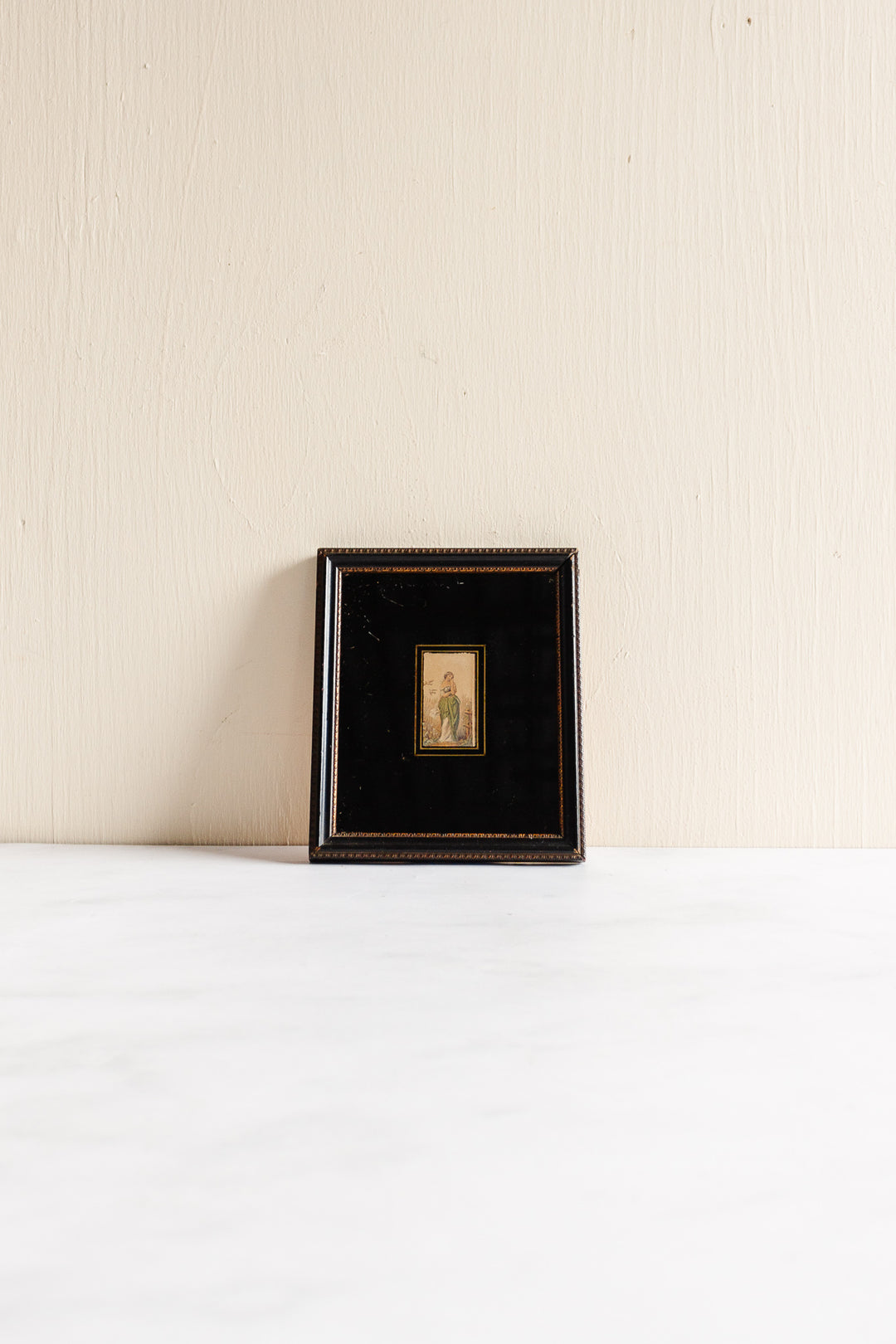antique Baxter framed needle box miniature prints