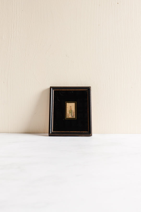 antique Baxter framed needle box miniature prints