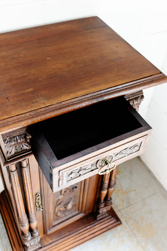 19th century french oak carved renaissance revival cabinet