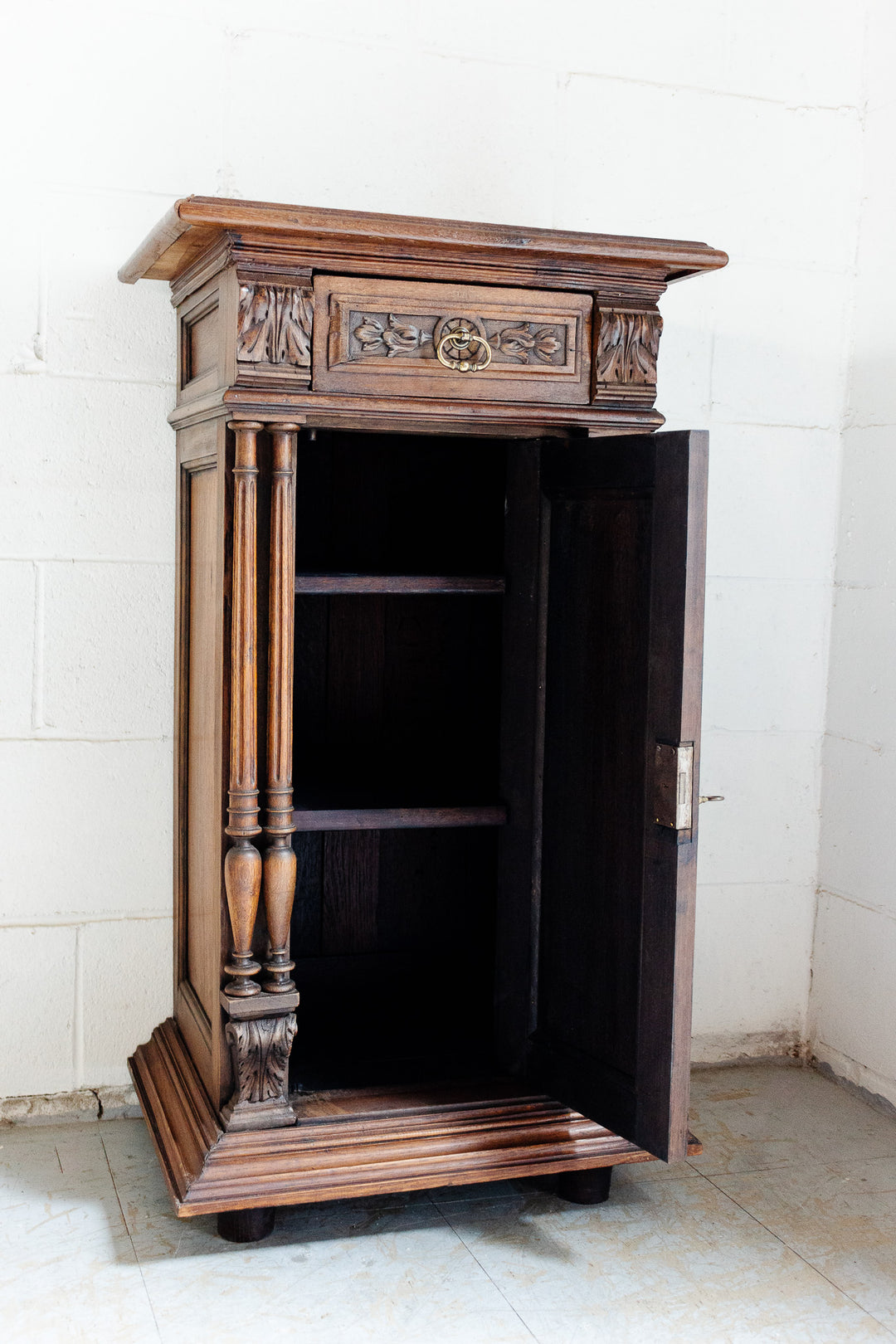 19th century french oak carved renaissance revival cabinet
