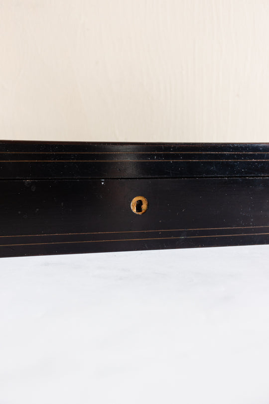 19th century mahogany Napoleon III ebony & brass inlay glove box