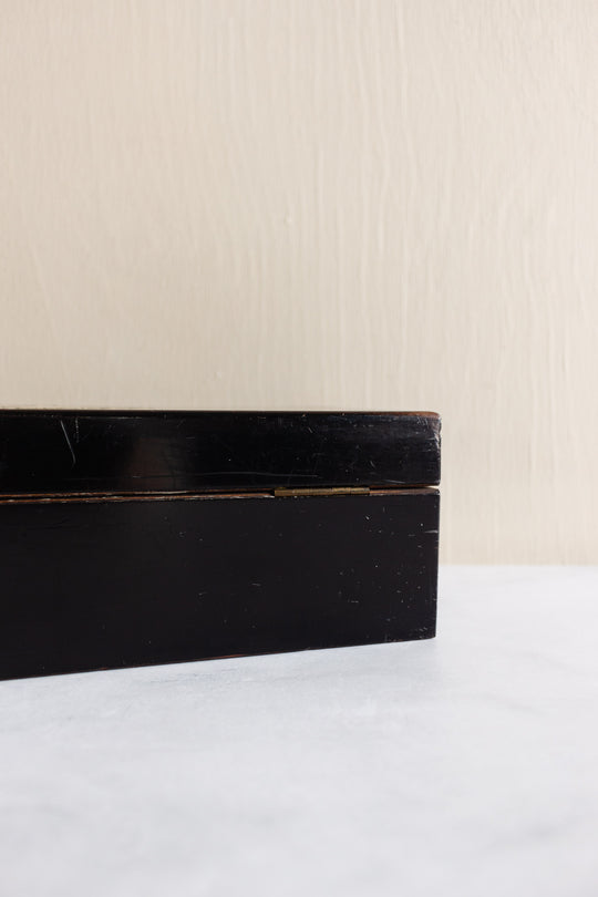 19th century mahogany Napoleon III ebony & brass inlay glove box