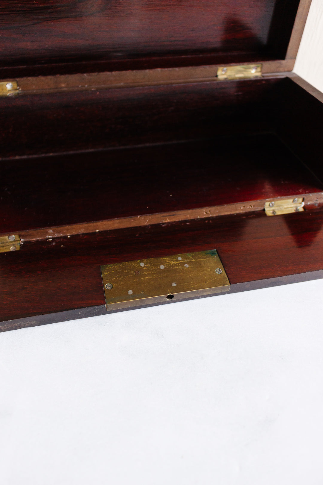 19th century mahogany Napoleon III ebony & brass inlay glove box