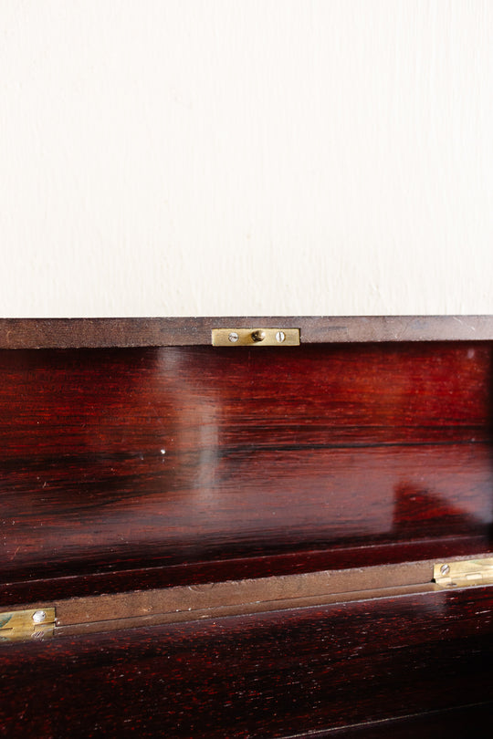 19th century mahogany Napoleon III ebony & brass inlay glove box
