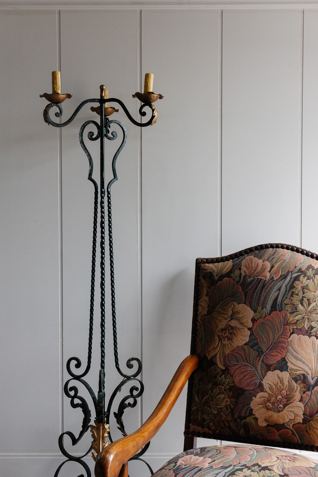early 20th century french wrought iron candleabra floor lamp