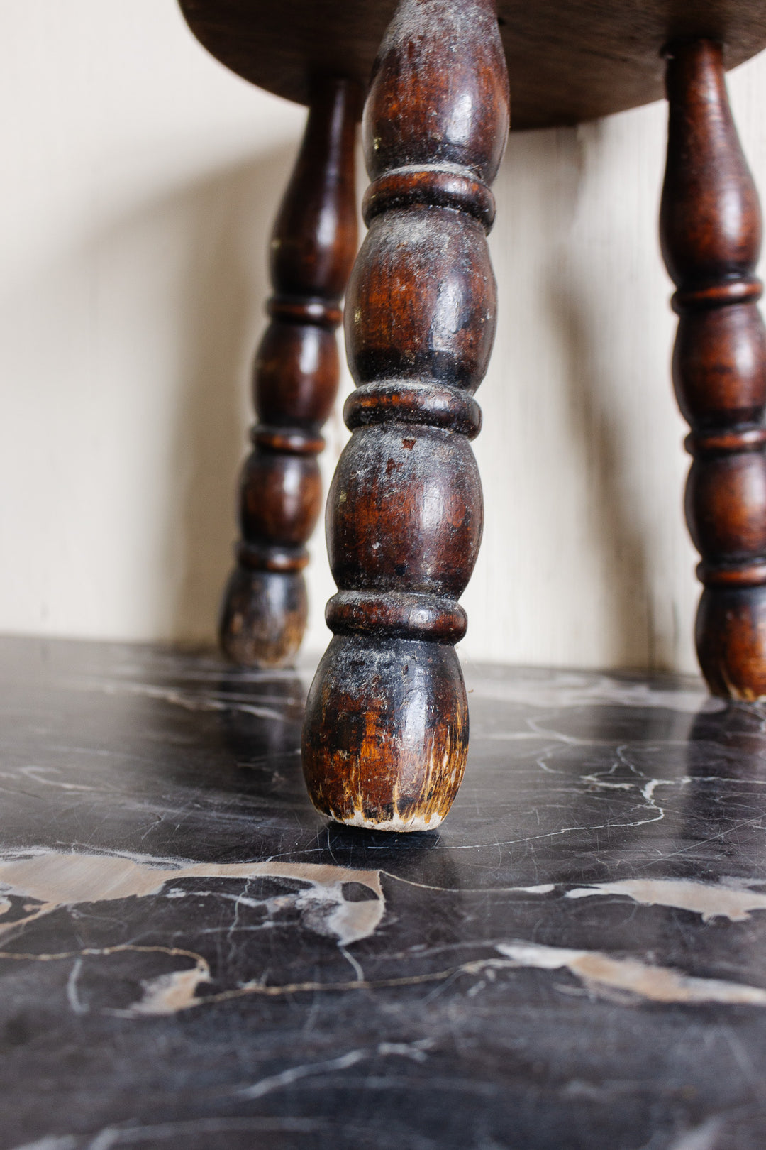 vintage french turned leg milking stool