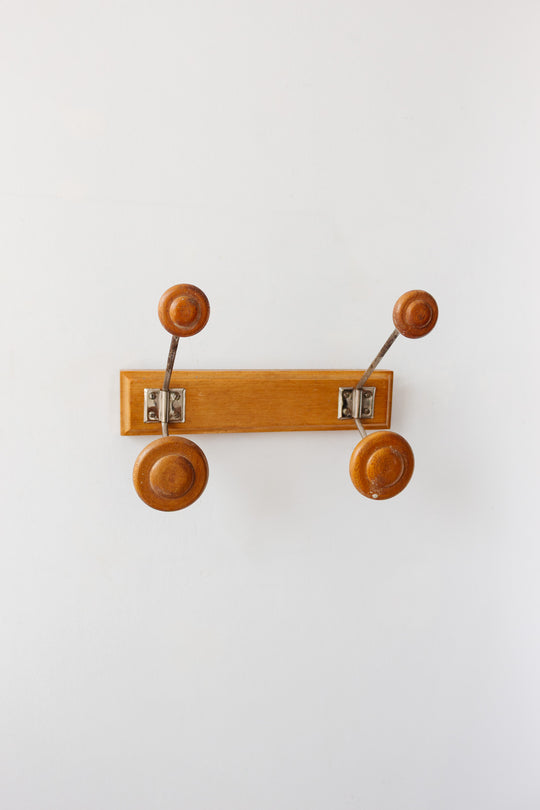 vintage french wood and metal patère