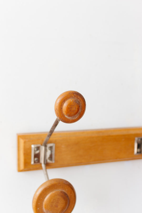 vintage french wood and metal patère