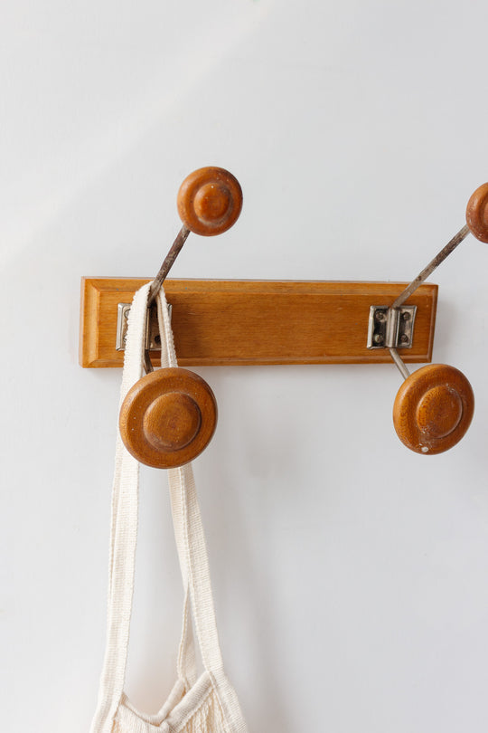 vintage french wood and metal patère