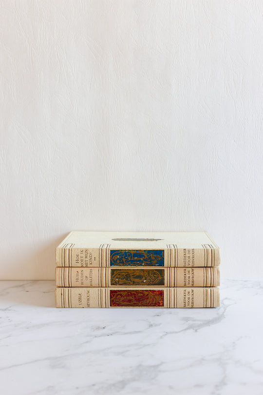 vintage hardcover Dutch house and home decorative books, set of 3